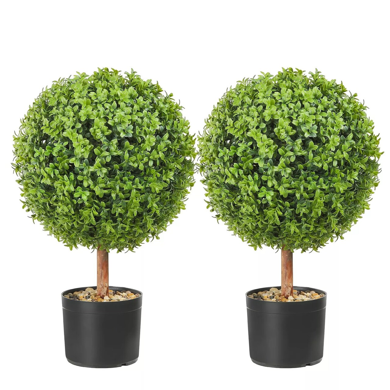 2 Pack 2' Artificial Topiary Ball Tree Faux Plant UV Indoor Outdoor Home Decor